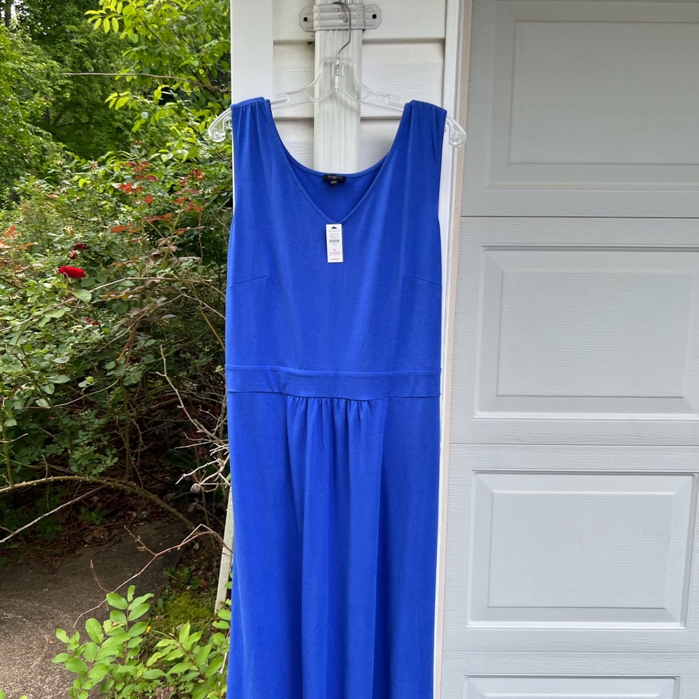 NWT Talbots Pretty Royal Blue V-Neck Sleeveless Maxi Dress - Picture 2 of 5